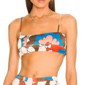 Ronny Kobo Groovy Floral Crop Top in Blue Aster